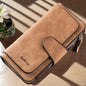 Vintage Faux Leather Long Wallet – Trifold Credit Card Holder with Snap & Zipper DailySale Gray Black Pink Gray-Black-Pink-Brown-Light Gray-Baby Blue-Hot Pink-