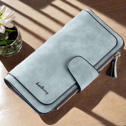 Vintage Faux Leather Long Wallet – Trifold Credit Card Holder with Snap & Zipper Cartsfy Inc.