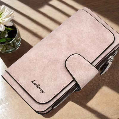 Vintage Faux Leather Long Wallet – Trifold Credit Card Holder with Snap & Zipper Cartsfy Inc.