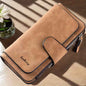 Vintage Faux Leather Long Wallet – Trifold Credit Card Holder with Snap & Zipper - Cartsfy Inc.