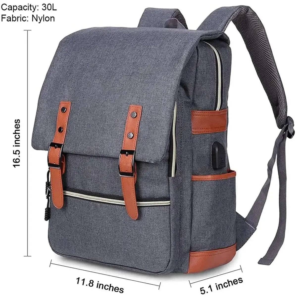 Vintage Laptop Backpack DailySale Black Green Gray Black-Green-Gray-Blue-