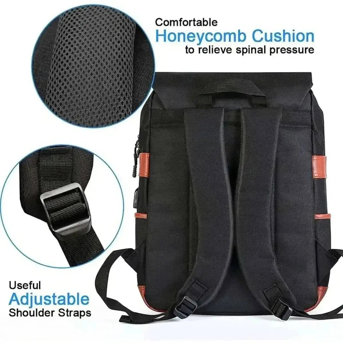 Vintage Laptop Backpack DailySale Black Green Gray Black-Green-Gray-Blue-