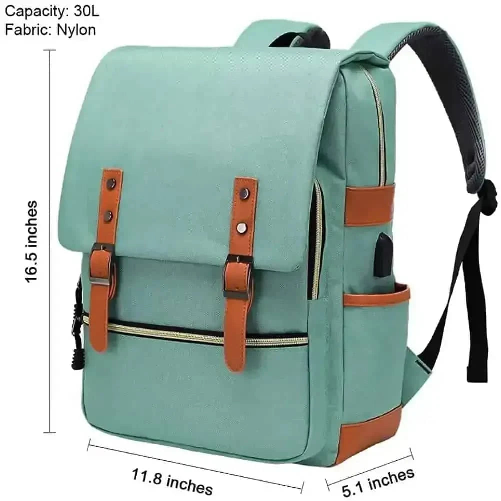 Vintage Laptop Backpack DailySale Black Green Gray Black-Green-Gray-Blue-