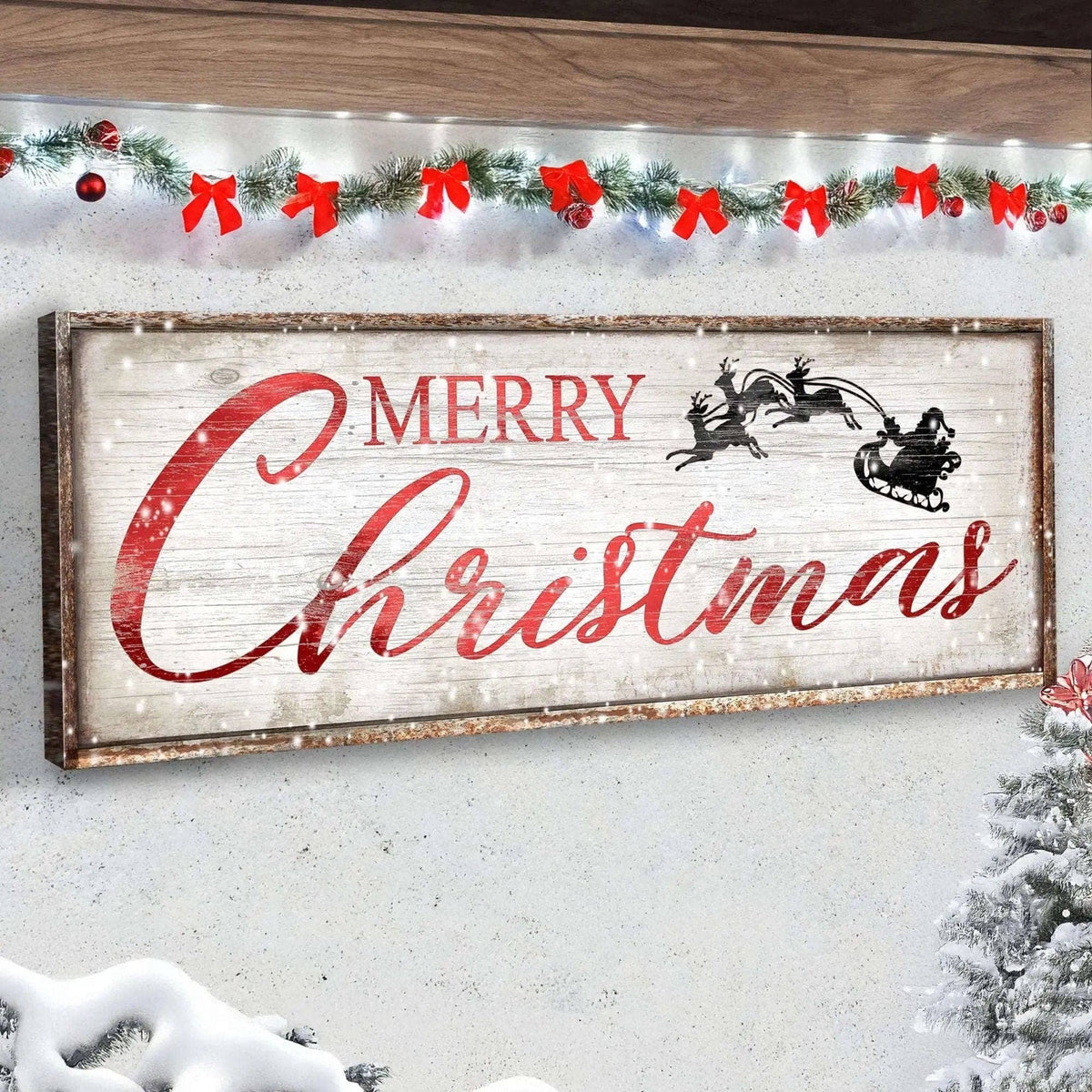 Vintage Merry Christmas Sign Tailored Canvases 8x24 inch Medium Premium Gallery Wrapped 12x36 inch Medium Premium Gallery Wrapped 16x48 inch Large Premium Gallery Wrapped 8x24 inch Medium Premium Gallery Wrapped-12x36 inch Medium Premium Gallery Wrapped-16x48 inch Large Premium Gallery Wrapped-