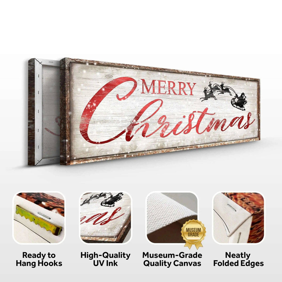 Vintage Merry Christmas Sign Tailored Canvases 8x24 inch Medium Premium Gallery Wrapped 12x36 inch Medium Premium Gallery Wrapped 16x48 inch Large Premium Gallery Wrapped 8x24 inch Medium Premium Gallery Wrapped-12x36 inch Medium Premium Gallery Wrapped-16x48 inch Large Premium Gallery Wrapped-
