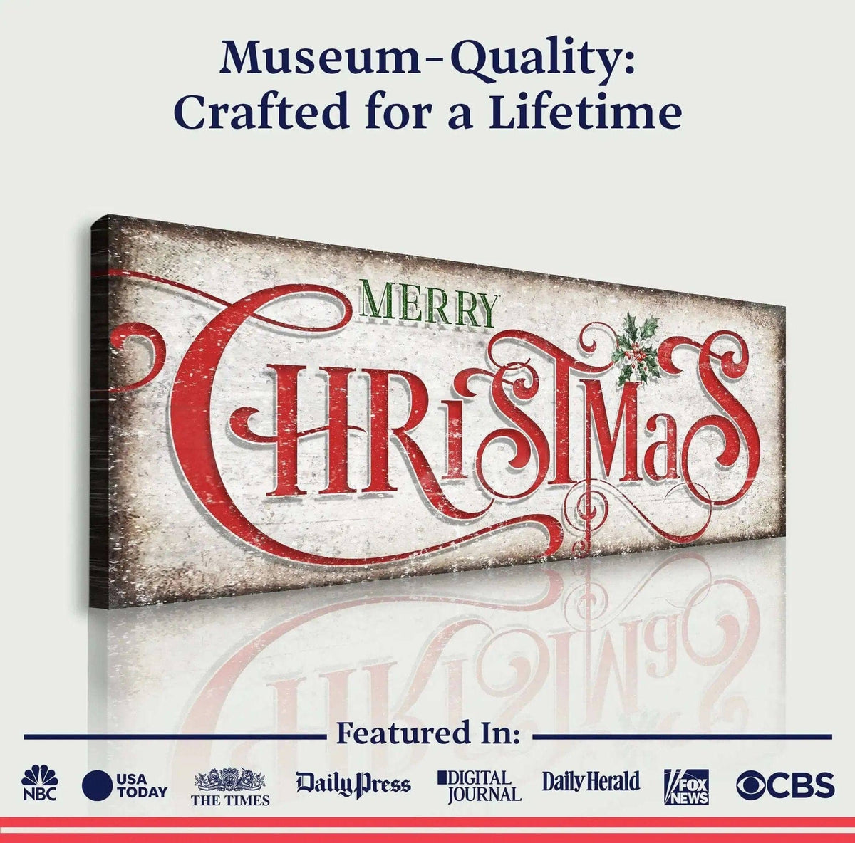 Vintage Merry Christmas Sign III Tailored Canvases 12x36 inch Medium Premium Gallery Wrapped 16x48 inch Large Premium Gallery Wrapped 20x60 inch Extra Large Premium Gallery Wrapped 12x36 inch Medium Premium Gallery Wrapped-16x48 inch Large Premium Gallery Wrapped-20x60 inch Extra Large Premium Gallery Wrapped-