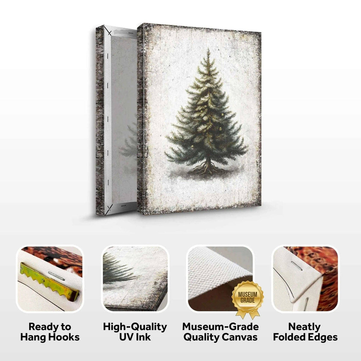 Vintage Pine Tree Christmas Wall Art Tailored Canvases 18x12 inch Medium Premium Gallery Wrapped 24x16 inch Large Premium Gallery Wrapped 36x24 inch Extra Large Premium Gallery Wrapped 18x12 inch Medium Premium Gallery Wrapped-24x16 inch Large Premium Gallery Wrapped-36x24 inch Extra Large Premium Gallery Wrapped-