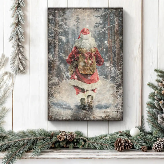 Vintage Santa Claus in Winter Forest Christmas Wall Art II Cartsfy Inc.