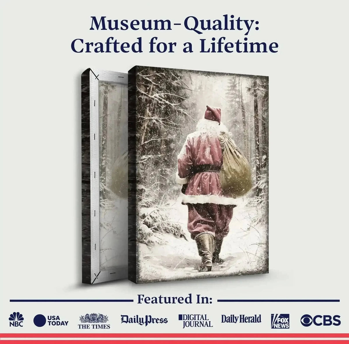 Vintage Santa Claus in Winter Forest Christmas Wall Art III Cartsfy Inc.