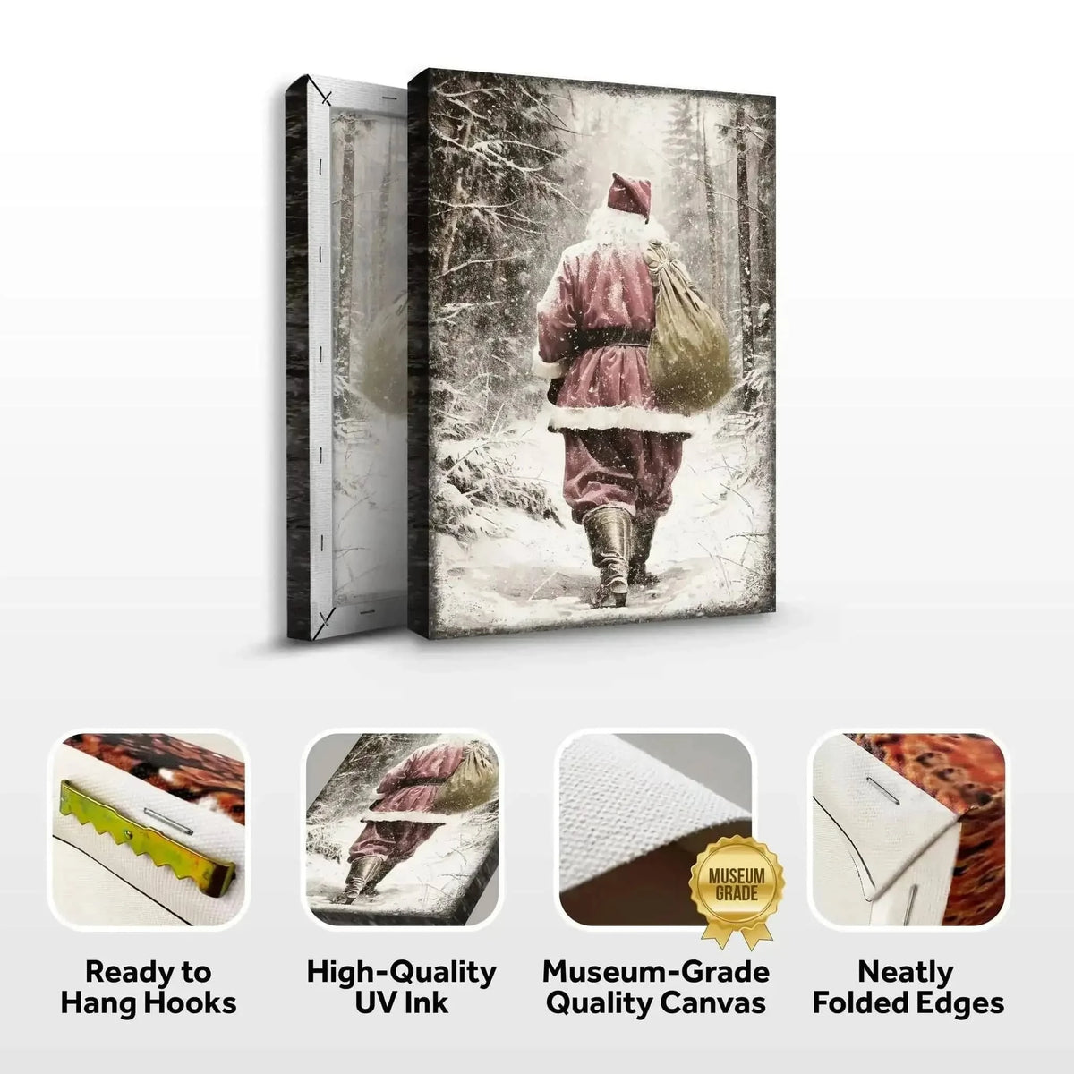 Vintage Santa Claus in Winter Forest Christmas Wall Art III Cartsfy Inc.