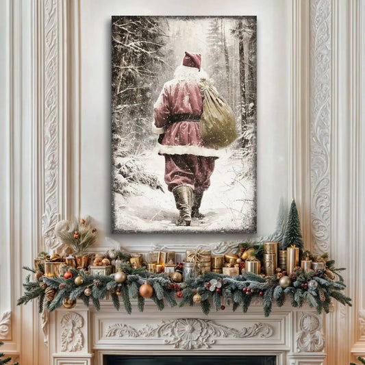Vintage Santa Claus in Winter Forest Christmas Wall Art III Cartsfy Inc.