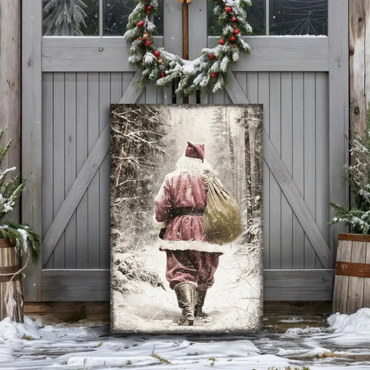 Vintage Santa Claus in Winter Forest Christmas Wall Art III Cartsfy Inc.
