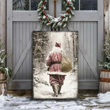 Vintage Santa Claus in Winter Forest Christmas Wall Art III Cartsfy Inc.