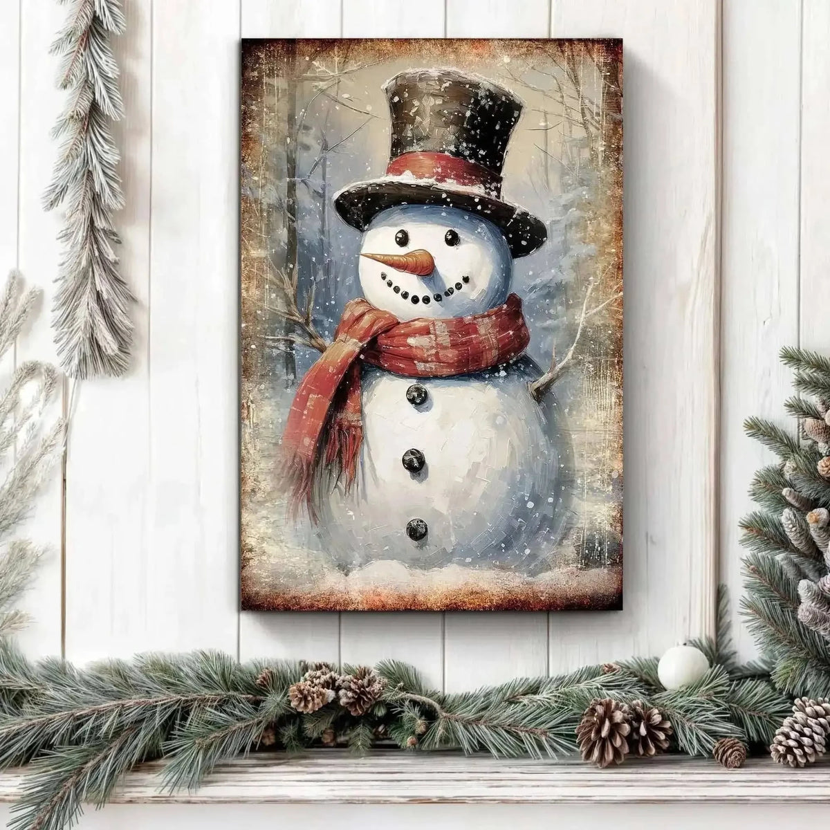 Vintage Snowman Christmas Wall Art Cartsfy Inc.