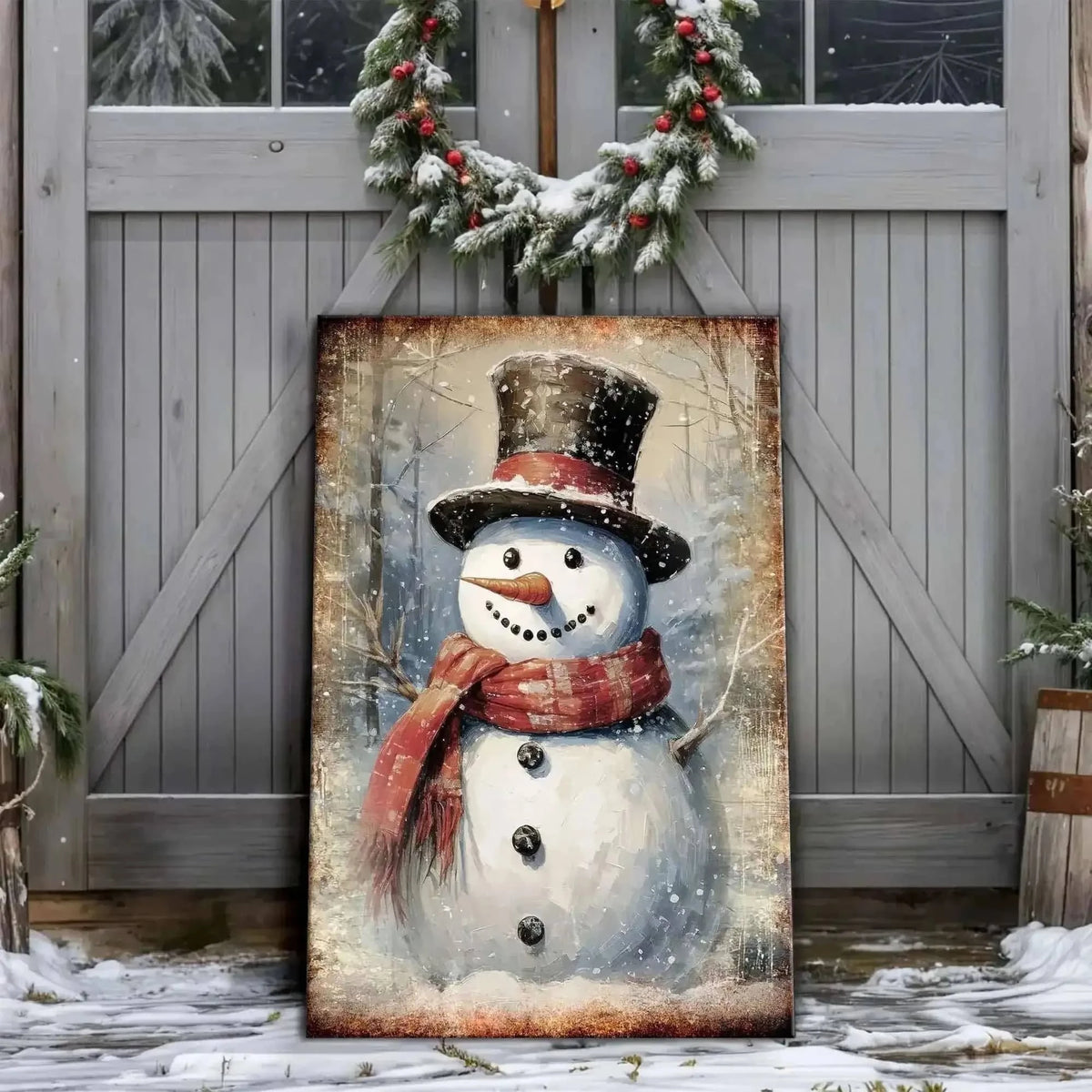 Vintage Snowman Christmas Wall Art Cartsfy Inc.