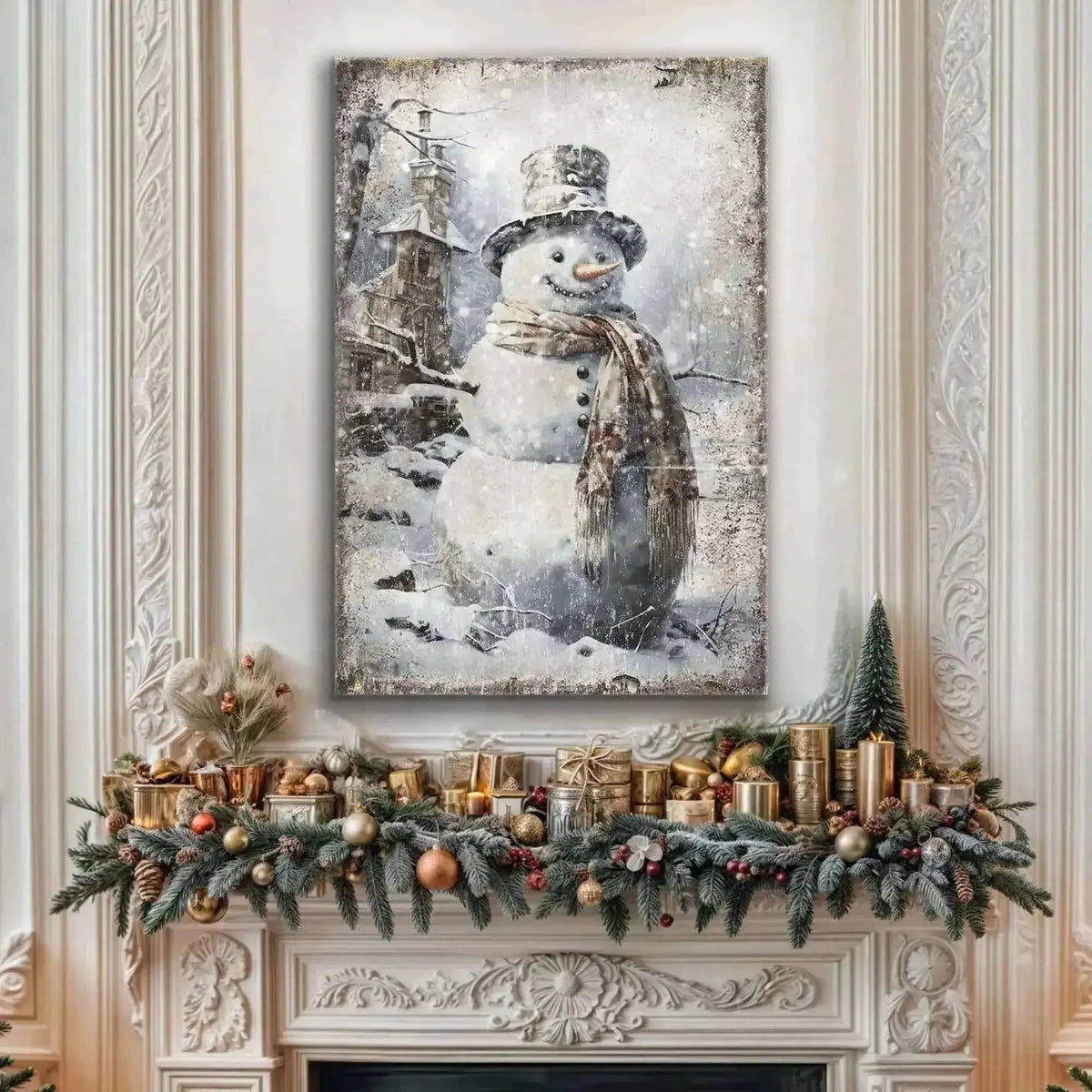 Vintage Snowman Christmas Wall Art II Cartsfy Inc.