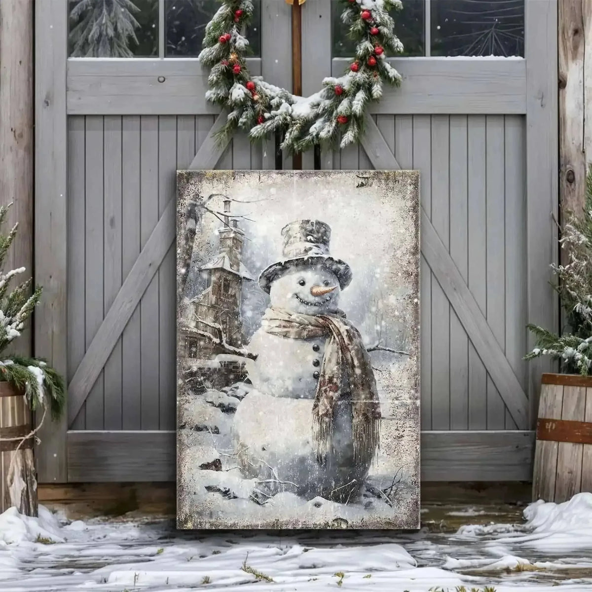 Vintage Snowman Christmas Wall Art II Cartsfy Inc.