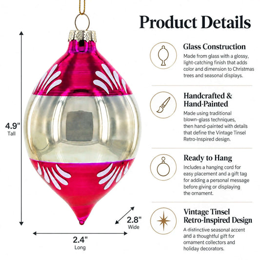 Vintage Tinsel Retro-Inspired Glass Christmas Ornament BestPysanky Default Title Default Title-