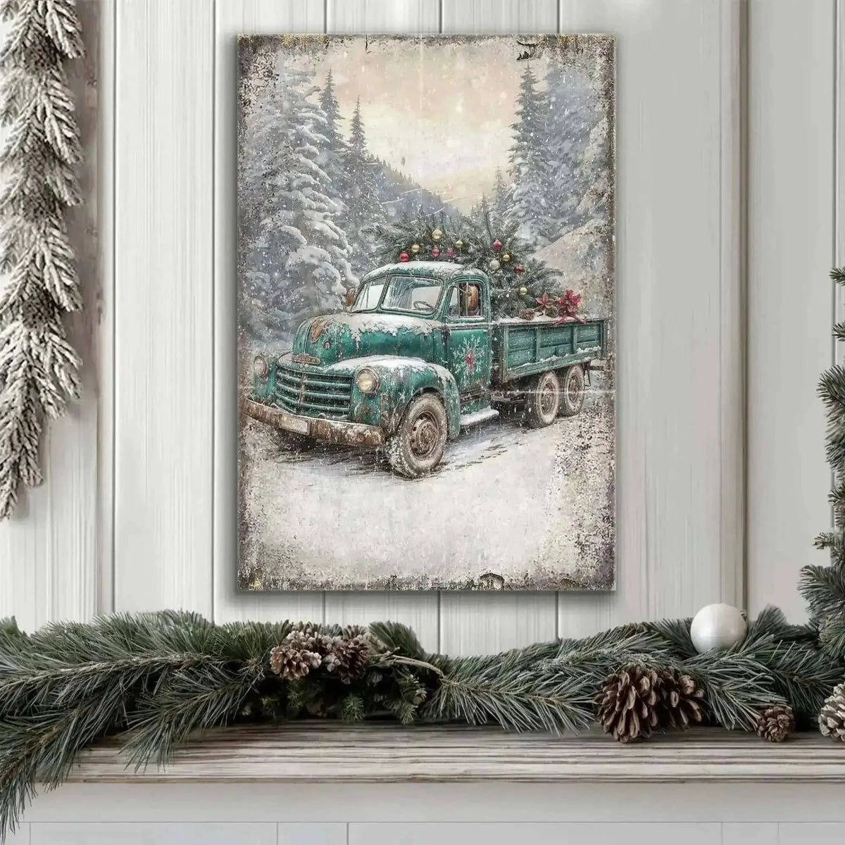 Vintage Truck With Christmas Tree Wall Art Cartsfy Inc.
