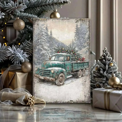 Vintage Truck With Christmas Tree Wall Art Cartsfy Inc.
