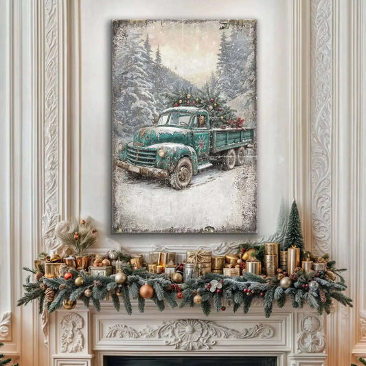 Vintage Truck With Christmas Tree Wall Art Cartsfy Inc.