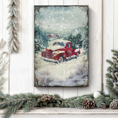 Vintage Truck With Christmas Tree Wall Art II Cartsfy Inc.