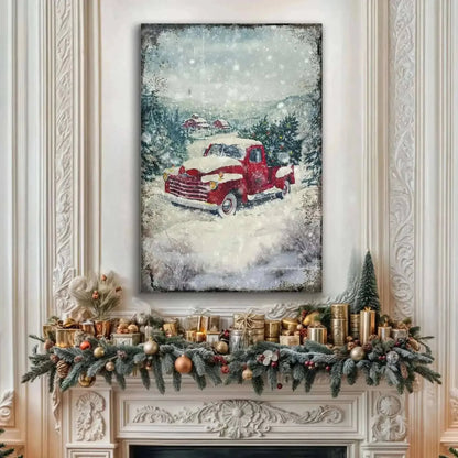 Vintage Truck With Christmas Tree Wall Art II Cartsfy Inc.