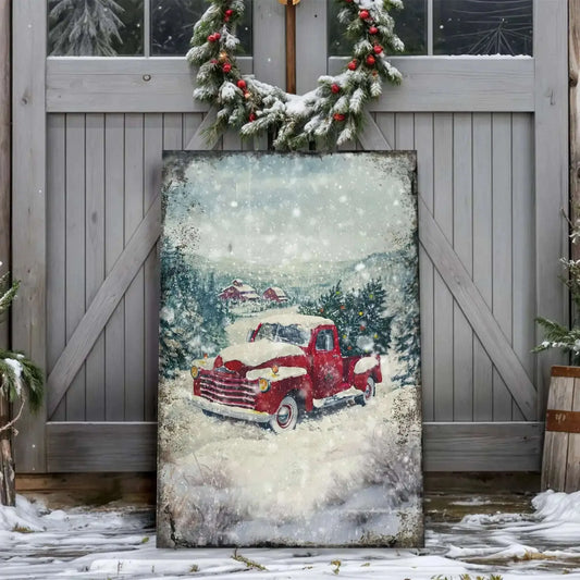 Vintage Truck With Christmas Tree Wall Art II Cartsfy Inc.