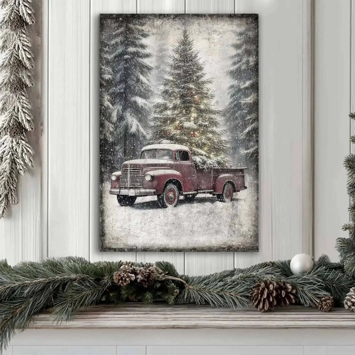 Vintage Truck With Christmas Tree Wall Art III Cartsfy Inc.
