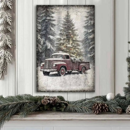 Vintage Truck With Christmas Tree Wall Art III Cartsfy Inc.