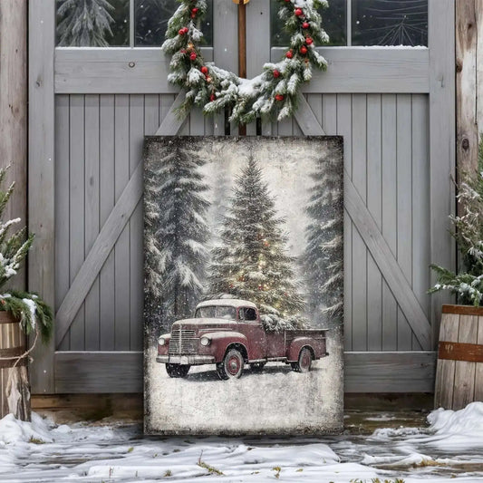 Vintage Truck With Christmas Tree Wall Art III Cartsfy Inc.