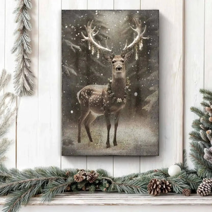 Vintage Winter Deer Christmas Wall Art Cartsfy Inc.