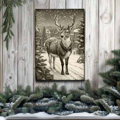 Vintage Winter Deer Christmas Wall Art II Cartsfy Inc.