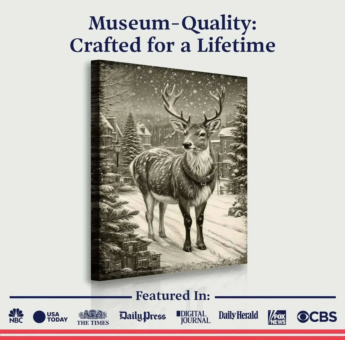 Vintage Winter Deer Christmas Wall Art II Cartsfy Inc.