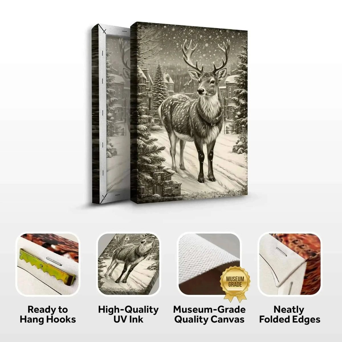 Vintage Winter Deer Christmas Wall Art II Cartsfy Inc.