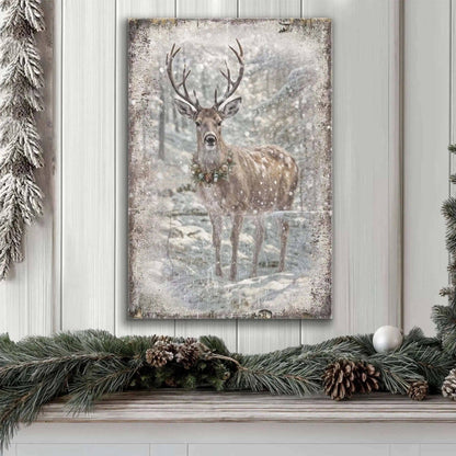 Vintage Winter Deer Christmas Wall Art III Tailored Canvases 18x12 inch Medium Premium Gallery Wrapped 24x16 inch Large Premium Gallery Wrapped 36x24 inch Extra Large Premium Gallery Wrapped 18x12 inch Medium Premium Gallery Wrapped-24x16 inch Large Premium Gallery Wrapped-36x24 inch Extra Large Premium Gallery Wrapped-