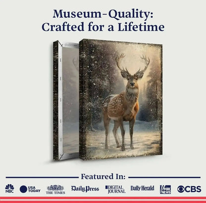 Vintage Winter Deer Christmas Wall Art IV Tailored Canvases 18x12 inch Medium Premium Gallery Wrapped 24x16 inch Large Premium Gallery Wrapped 36x24 inch Extra Large Premium Gallery Wrapped 18x12 inch Medium Premium Gallery Wrapped-24x16 inch Large Premium Gallery Wrapped-36x24 inch Extra Large Premium Gallery Wrapped-