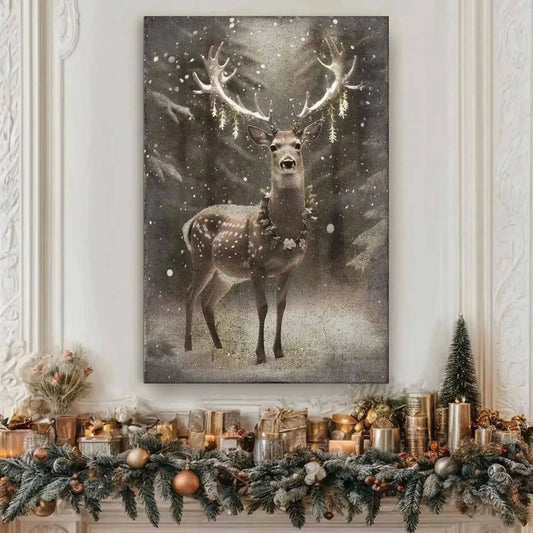 Vintage Winter Deer Christmas Wall Art Cartsfy Inc.