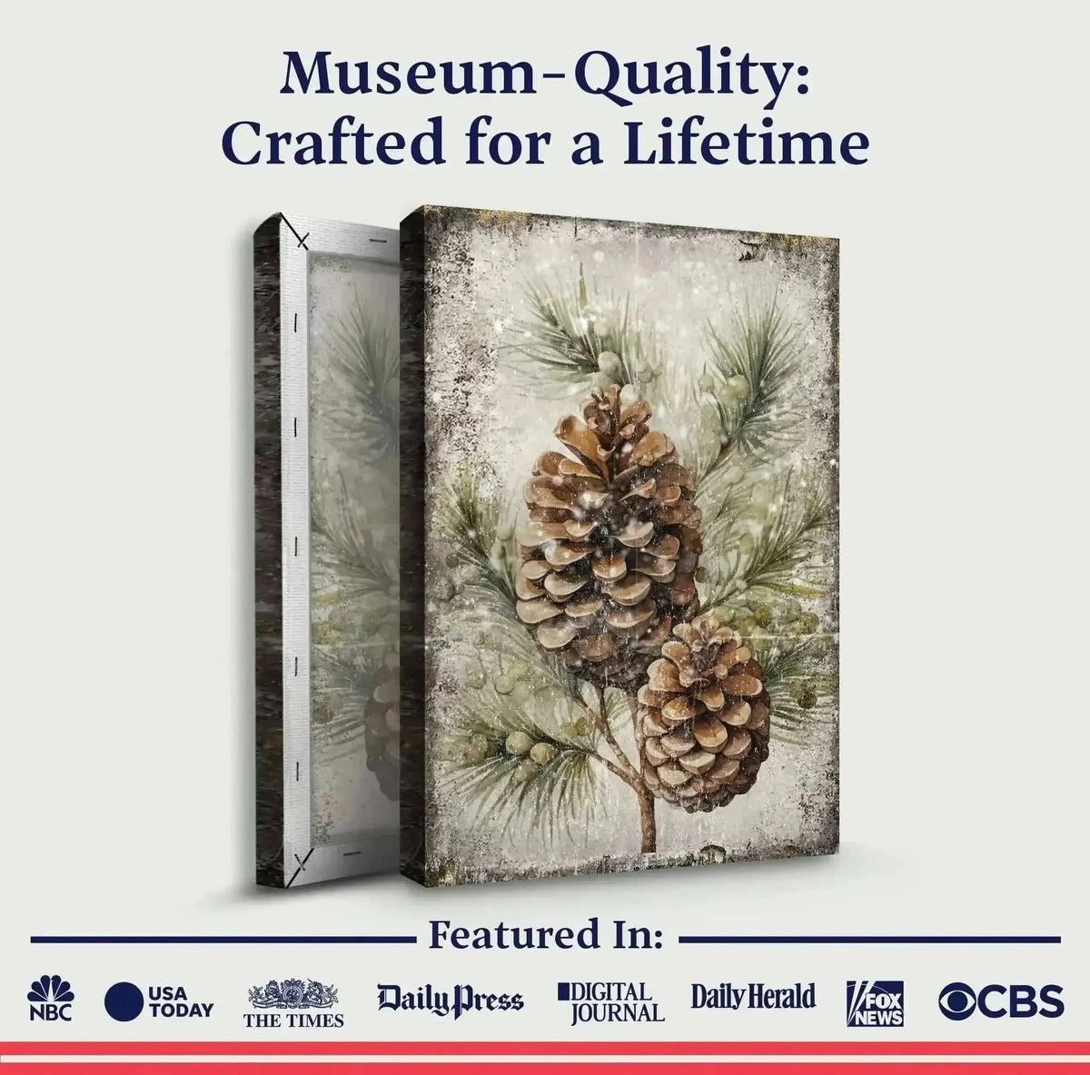 Vintage Winter Pine Cone Christmas Wall Art II Cartsfy Inc.