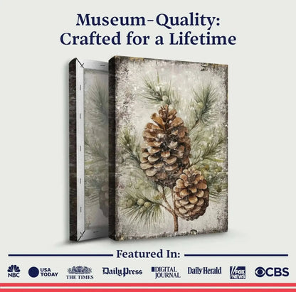 Vintage Winter Pine Cone Christmas Wall Art II Cartsfy Inc.