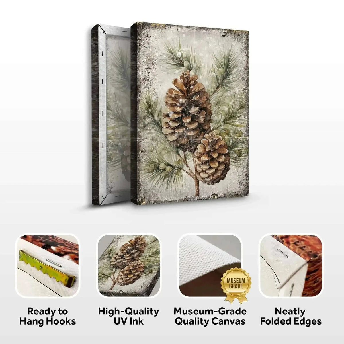Vintage Winter Pine Cone Christmas Wall Art II Cartsfy Inc.