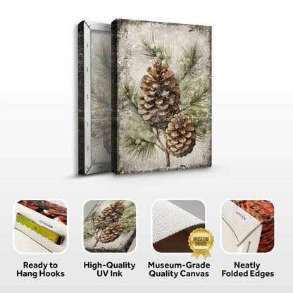 Vintage Winter Pine Cone Christmas Wall Art II Cartsfy Inc.
