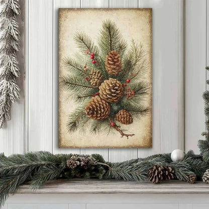 Vintage Winter Pine Cone Christmas Wall Art III Cartsfy Inc.