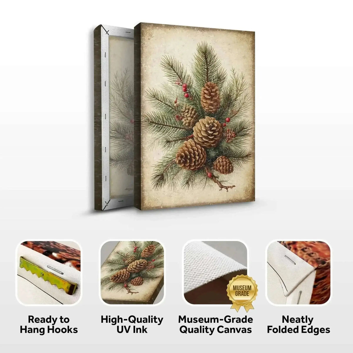 Vintage Winter Pine Cone Christmas Wall Art III Cartsfy Inc.