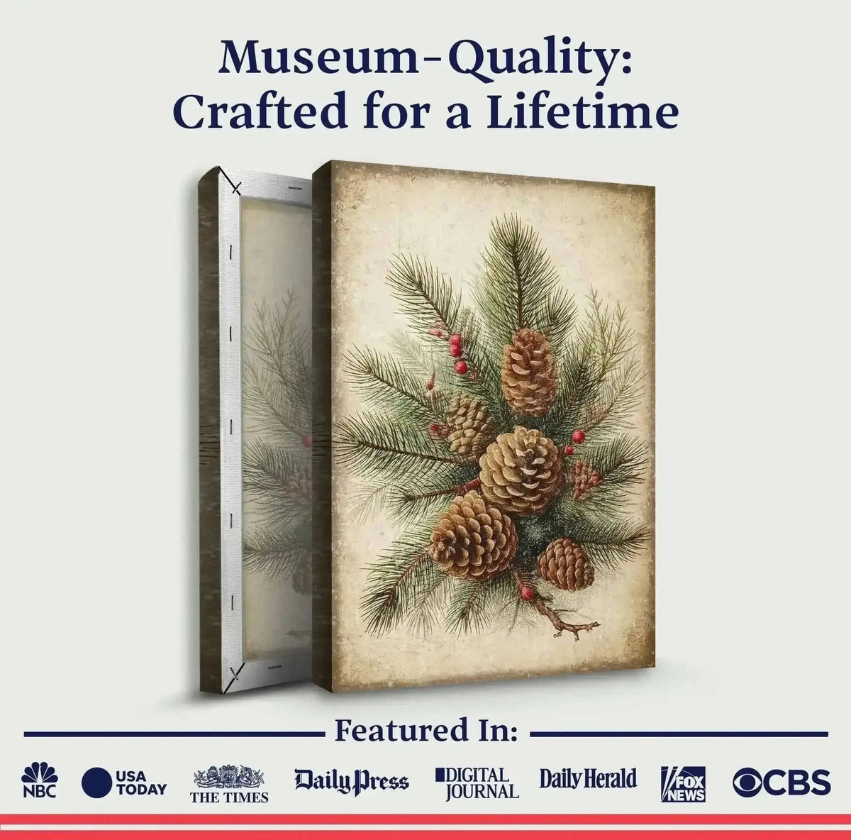 Vintage Winter Pine Cone Christmas Wall Art III Cartsfy Inc.