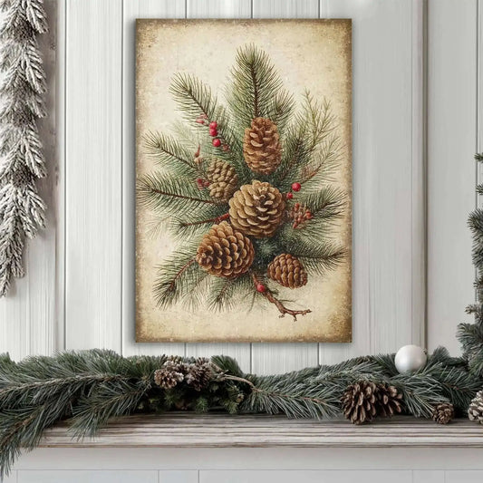 Vintage Winter Pine Cone Christmas Wall Art III Cartsfy Inc.