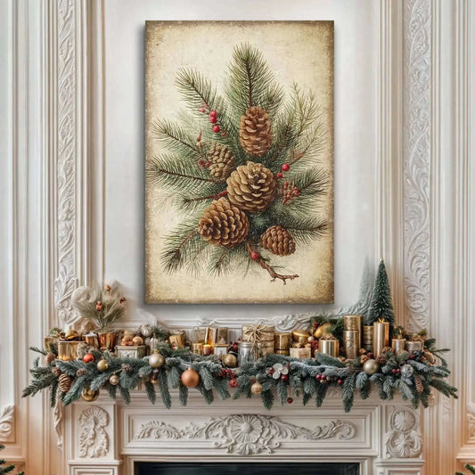 Vintage Winter Pine Cone Christmas Wall Art III Cartsfy Inc.