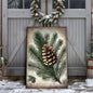 Vintage Winter Pine Cone Christmas Wall Art Tailored Canvases 18x12 inch Medium Premium Gallery Wrapped 24x16 inch Large Premium Gallery Wrapped 36x24 inch Extra Large Premium Gallery Wrapped 18x12 inch Medium Premium Gallery Wrapped-24x16 inch Large Premium Gallery Wrapped-36x24 inch Extra Large Premium Gallery Wrapped-