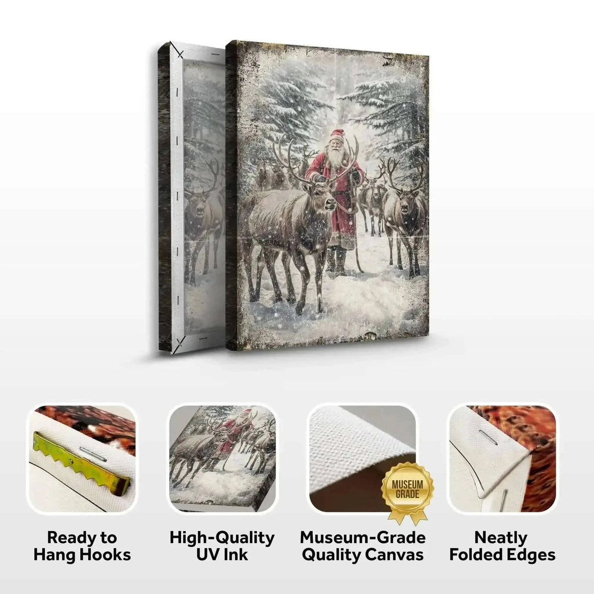 Vintage Woodland Santa Christmas Wall Art Cartsfy Inc.