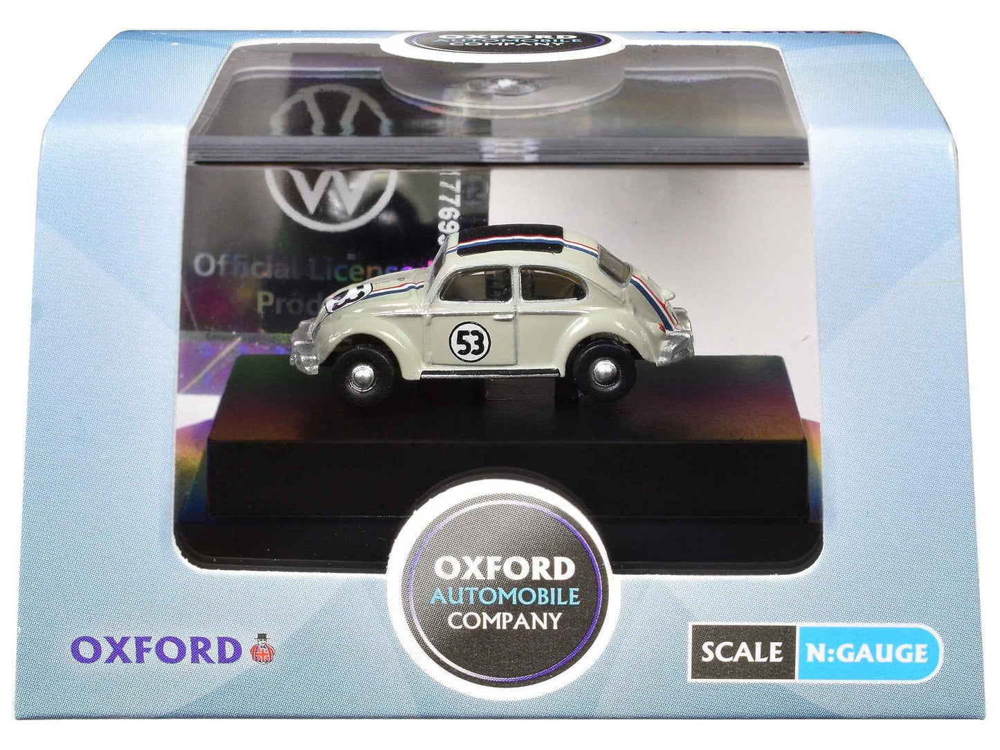 Volkswagen Beetle #53 Beige with Stripes and Black Top 1/148 (N) Scale Diecast Model Car by Oxford Diecast Miniature Motors Default Title Default Title-